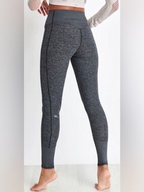 ALO Soft Lounge High Waist Legging XL Gray Heather Grey Black EUC